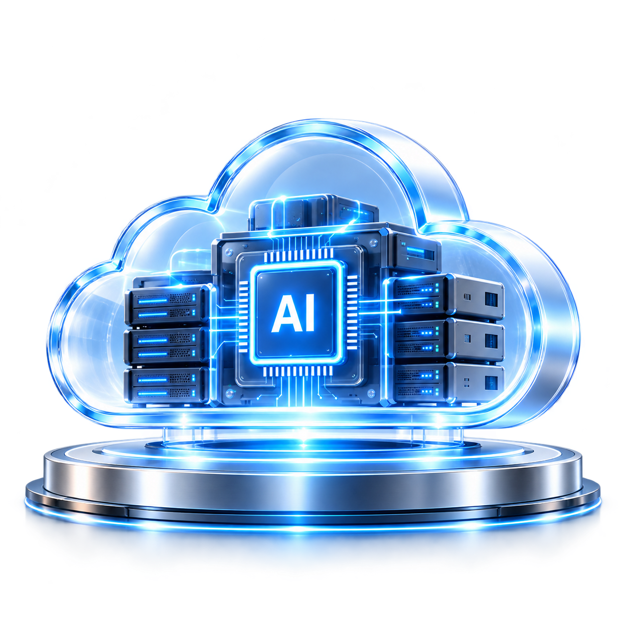 MVSS 玻璃雲端 AI 推論引擎、伺服器與金屬底座